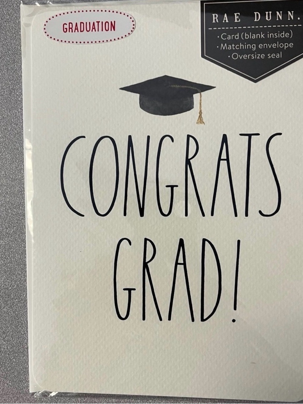 Rae Dunn Congrats Grad Card in Black and Gold